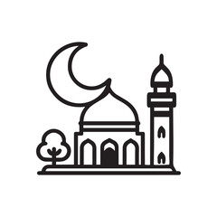 Taj Mahal vector illustration with religious and architectural icons for travel and tourism design