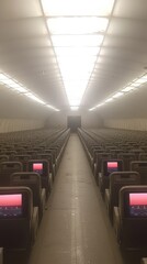 Fototapeta premium Empty airplane cabin interior