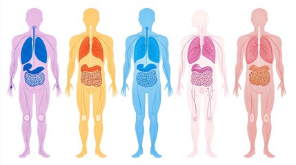 Human Anatomy Illustration: Detailed Diagram Showing Internal Organs and Systems