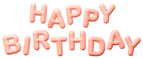3D画像_風船_HAPPY BIRTHDAY_ピンク