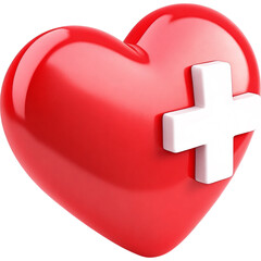 Obraz premium Glossy Red Heart with White Medical Cross