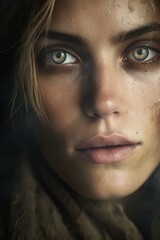 Fototapeta premium Vintage style portrait of a beautiful woman. Generative Ai