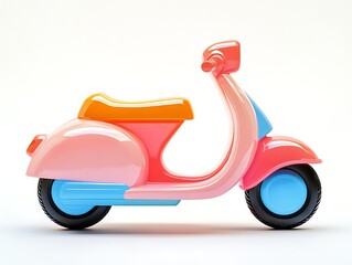 Obraz premium Vintage Scooter: A brightly colored and detailed vintage scooter, showcasing its sleek design and iconic appeal.