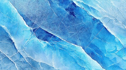 A textured blue surface featuring various shades, reminiscent of ice or water, with striking lines and patterns.