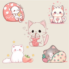 Hand drawn charming food collection