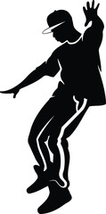 Black and White Hip Hop Dancer Illustration