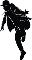 Hip Hop Dancer Black and White Illustration