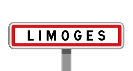 Panneau sur poteau central de ville de Limoges, Haute-Vienne