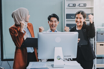 business meeting businesswoman woman office entrepreneur presentation success applause applauding...