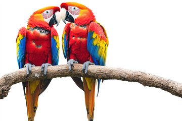 Vibrant Colorful Parrots on transparent background