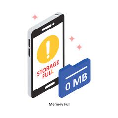 Memory Full Concept isometric Style Illustrations. Eps 10 File 