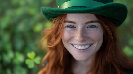 Fototapeta premium Ragazza vestita per il giorno di san patrizio