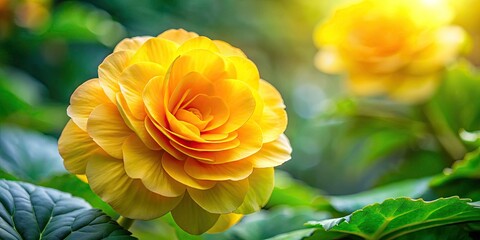 Stunning Yellow Begonia Flower in Bloom - Vibrant Floral Photography for Nature Lovers, Garden Enthusiasts, and Home Decor - Perfect for Prints and Digital Artwork