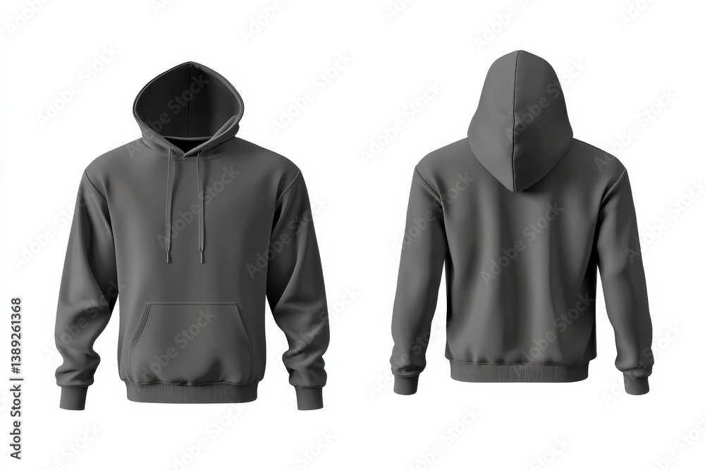 Aufkleber A simple gray hoodie displayed from the front and back views, showcasing its design and features in a neutral background