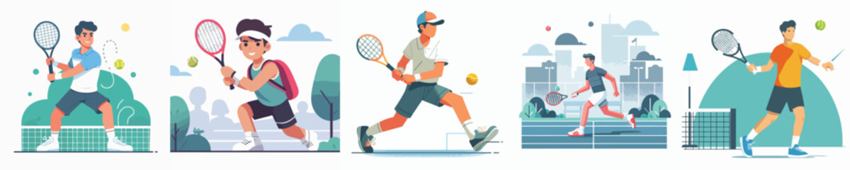 Vector of a person playing tennis.