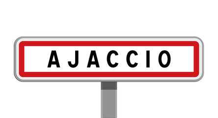 Panneau sur poteau central de ville d’Ajaccio, Corse-du-Sud