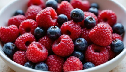 Obraz premium The bowl is brimming with vibrant hues of red, purple, and blue