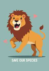 Endangered Species Day Vector Designs - Social Media Posts, T-Shirt, Sticker, Poster, Print Card Illustrations & Animated GIFs - Solid Colors, No Gradients, Conservation Awareness