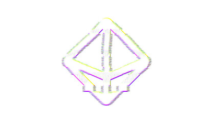 Fototapeta premium Icon dice d8 is distorted. Glitch. Noise, chromatic aberration, geometric distortion