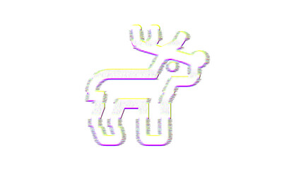 Icon deer rudolph is distorted. Glitch. Noise, chromatic aberration, geometric distortion