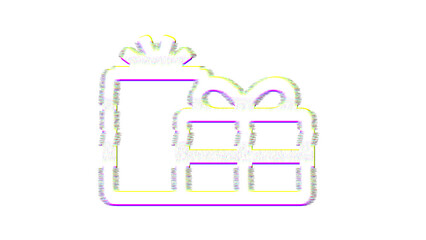Icon gifts is distorted. Glitch. Noise, chromatic aberration, geometric distortion