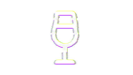 Icon glass champagne is distorted. Glitch. Noise, chromatic aberration, geometric distortion