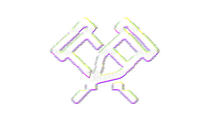 Icon crutches is distorted. Glitch. Noise, chromatic aberration, geometric distortion