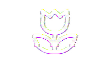 Obraz premium Icon flower tulip is distorted. Glitch. Noise, chromatic aberration, geometric distortion