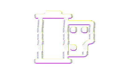 Icon film canister is distorted. Glitch. Noise, chromatic aberration, geometric distortion
