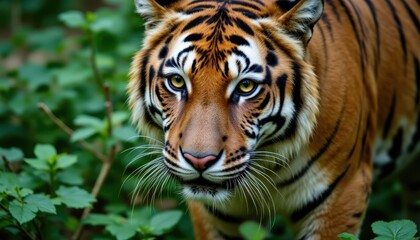 Naklejka premium The Bengal tiger is captured in a moment of intense focus