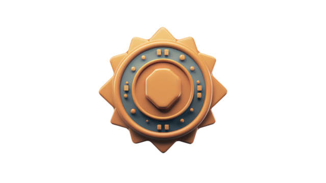 A stylized bronze gear icon, fitting for tech, mechanics, or logo design.