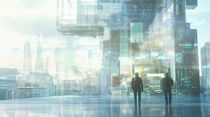 Fototapeta premium Futuristic Cityscape with Innovative Financial Technology Elements