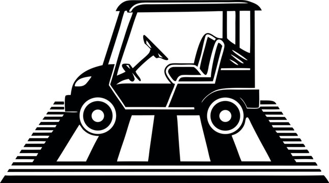 recommend clip art: Golf Cart Crossing Pedestrian Crosswalk Safety Awareness Illustration vector silhouette line art