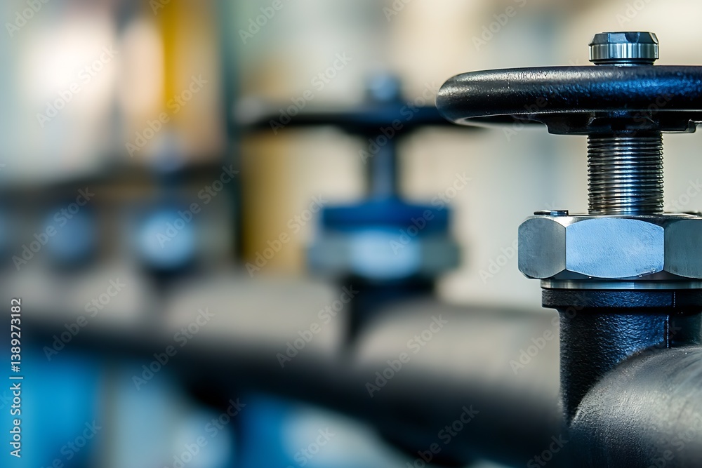 Poster In-depth look at a high-quality valve design in an industrial environment focusing on pipe connections and efficiency : Generative AI