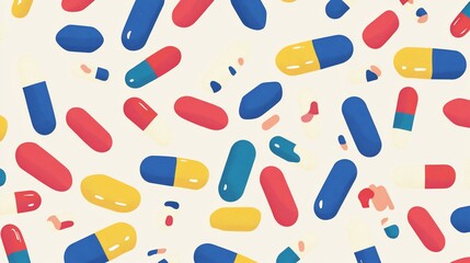 Vibrant Capsule Pattern: A Colorful Medical Illustration