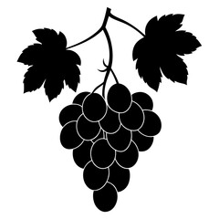 Obraz premium Vibrant grapes silhouette vector, ideal for organic food illustrations, wine branding, and healthy living projects.
