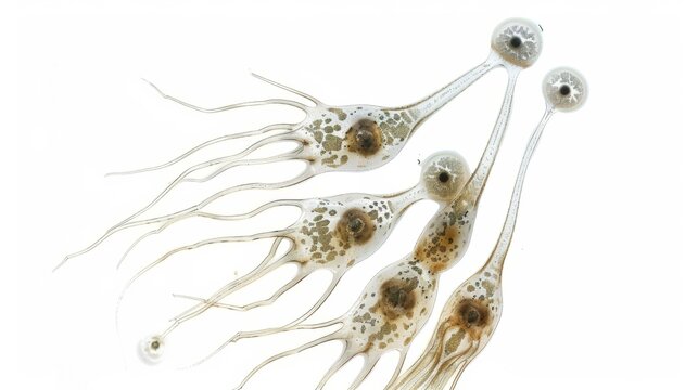 Vorticella Engaged in Asexual Reproduction Showcasing Microorganism Behavior in Aquatic Environments