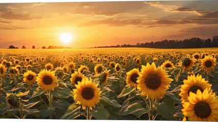 "A Sunflower Field in Full Bloom, Radiating the Warmth and Energy of Summer"