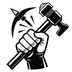 hand holding hammer illustration concept on white background 