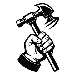 hand holding hammer illustration concept on white background 