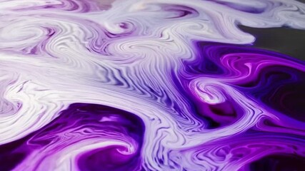 Abstract purple design with flowing waves of soft purple and white swirled hues creating a liquid silk texture background