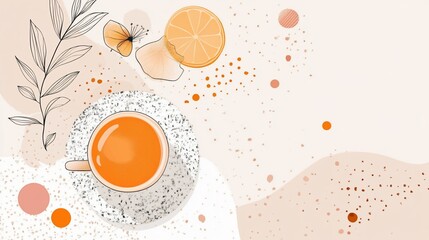 Serene Citrus Tea Break Abstract Art