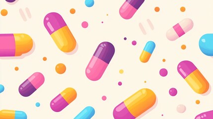 Vibrant Capsule Pattern: A Colorful Medical Background