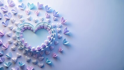 Obraz premium Pastel Paper Hearts Forming a Large Heart Shape on a Light Purple Background
