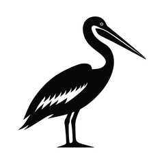 Fototapeta premium Pelican black silhouette of simple minimal vector