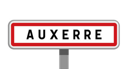 Panneau sur poteau central de ville d’Auxerre, Yonne