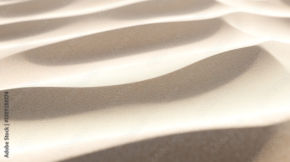 Aufkleber Unique patterns of light and shadow across the sandy surface of dunes highlighting their gentle waves and textures : Generative AI