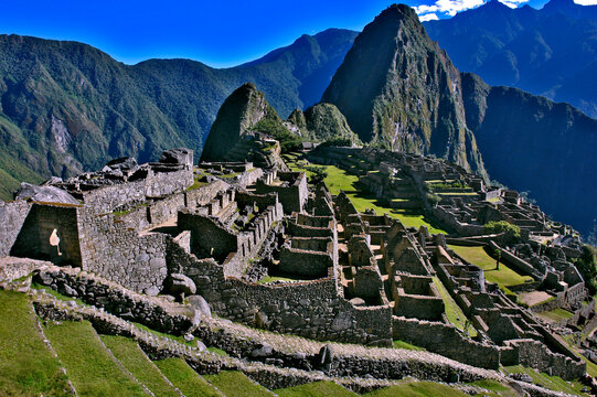 Ruinas da cidade Inca de Machu Pichu. Peru.