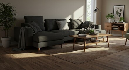 穏やかな日差しが差し込む、落ち着いたリビング空間