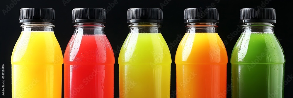 Aufkleber array of colorful bottled drinks with bright refreshing flavors glimmering in studio lighting : gene